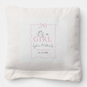 Pink Bow Baby Shower Invitation, Girl Baby Shower Cornhole Bags