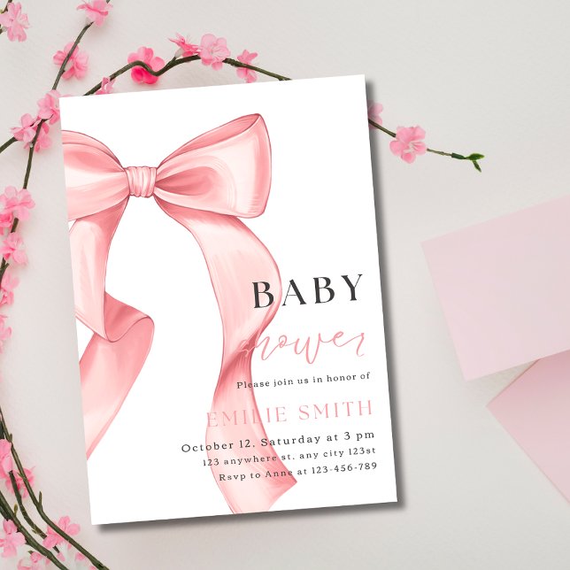 Pink Bow Baby Shower Invitation, Girl Baby Shower Invitation (Creator Uploaded)
