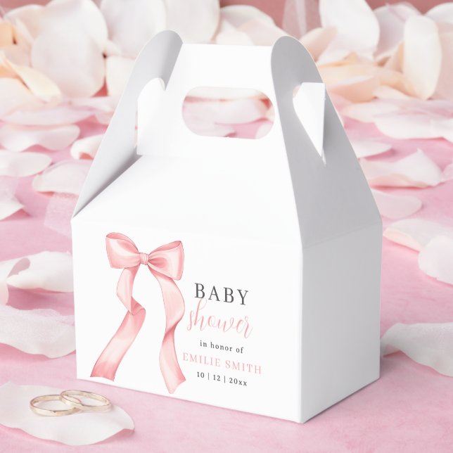 Pink Bow Baby Shower Invitation, Pink Coquette Favor Boxes (Wedding)