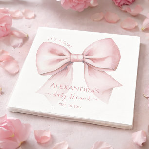 Pink Bow Baby Shower It's a Girl Cute Coquette Napkins