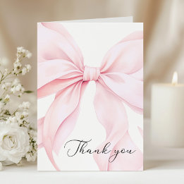 Pink Bow Baby Shower Letterpress Thank You Card
