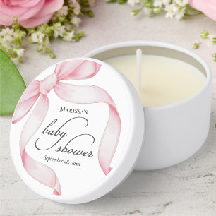 Pink Bow Baby Shower Mini Candle Favors