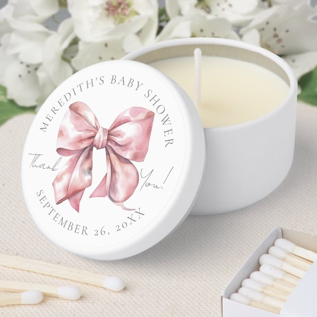 Pink Bow Baby Shower Mini Candle Favors (Pink Bow Baby Shower Mini Candle Favors)