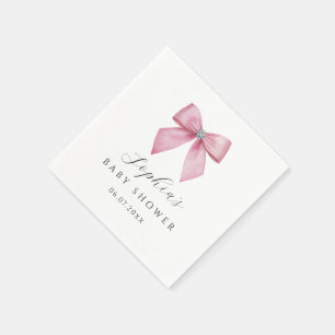 Pink Bow Baby Shower Napkins