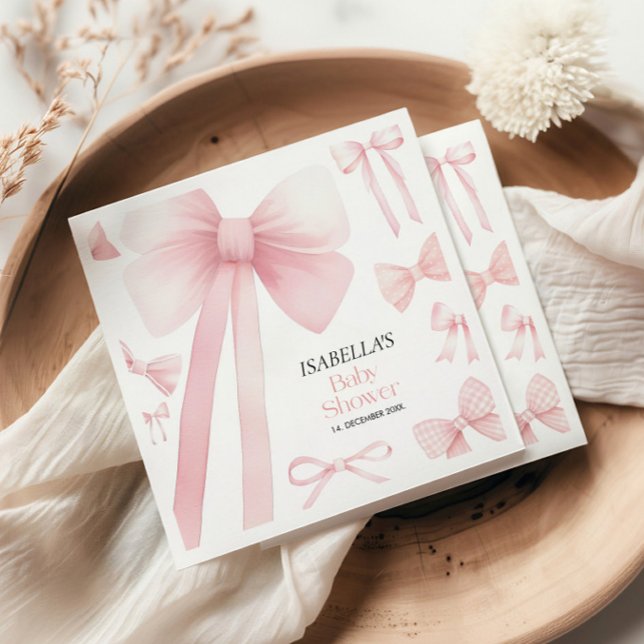 Pink Bow Baby Shower Napkins (Creator Uploaded)