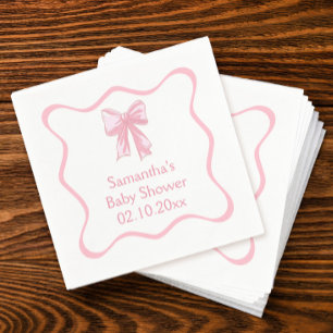 Pink Bow Baby Shower  Napkins