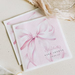 Pink Bow Baby Shower Napkins