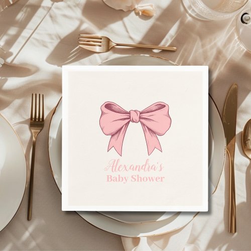 Pink Bow Baby Shower Napkins