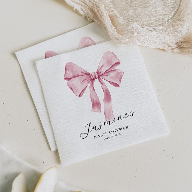 Pink Bow Baby Shower Napkins (Creator Uploaded)