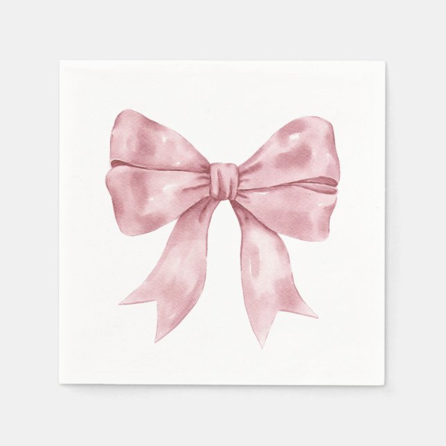 Pink Bow Baby Shower Napkins (Front)