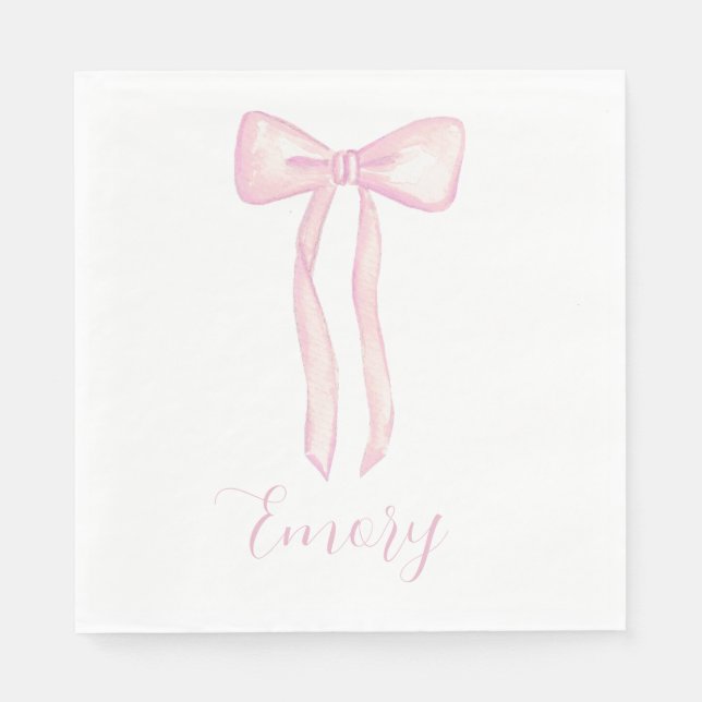 Pink Bow Baby Shower Napkins Customizable  (Front)