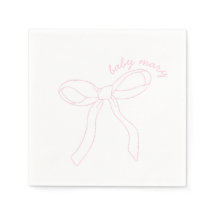 Pink Bow Baby Shower Napkins, Girl Birthday Party