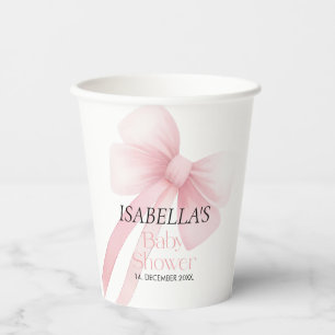 Pink Bow Baby Shower Paper Cups