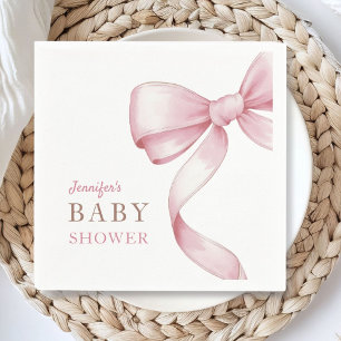 Pink Bow Baby Shower Paper Napkins