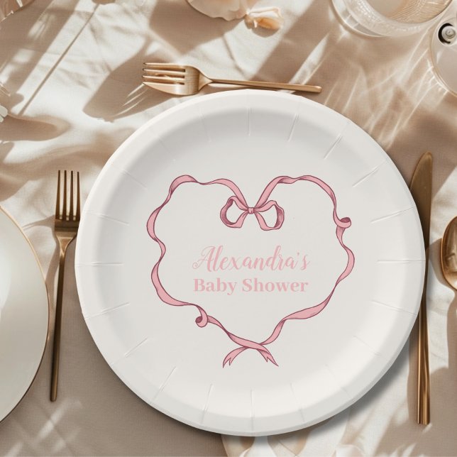 Pink Bow Baby Shower Paper Plates (Creator Uploaded)