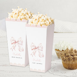 Pink Bow Baby Shower Popcorn Favor Box