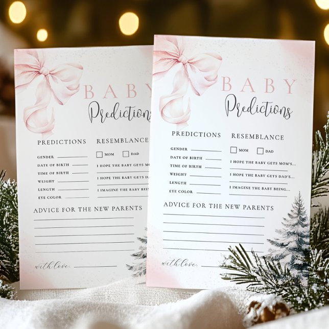 Pink Bow Baby Shower Prediction & Advice Game (Creator Uploaded)