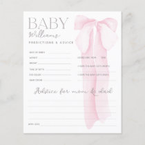 Pink Bow Baby Shower PREDICTIONS & ADVICE Game