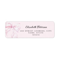 Pink Bow Baby Shower Return Address Label