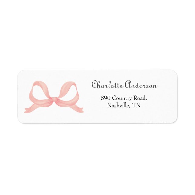 Pink Bow Baby Shower Return Address Label (Front)
