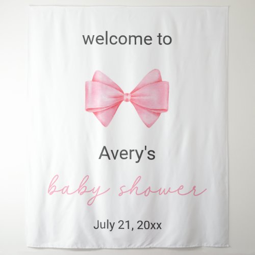 Pink Bow Baby Shower Tapestry