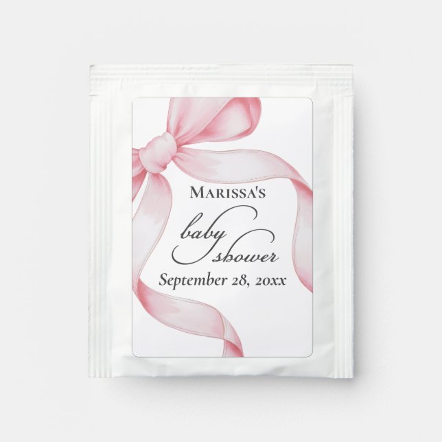 Pink Bow Baby Shower  Tea Bag Drink Mix (Front)