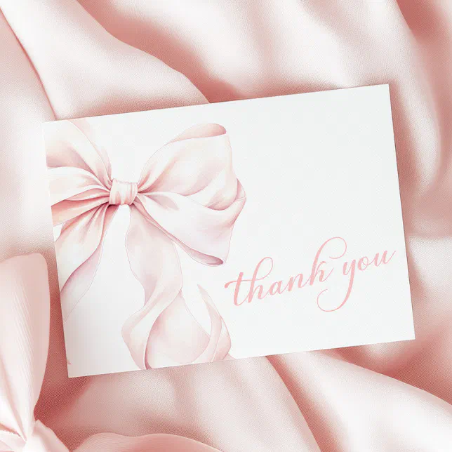 Pink Bow Baby Shower Thank You Card | Zazzle