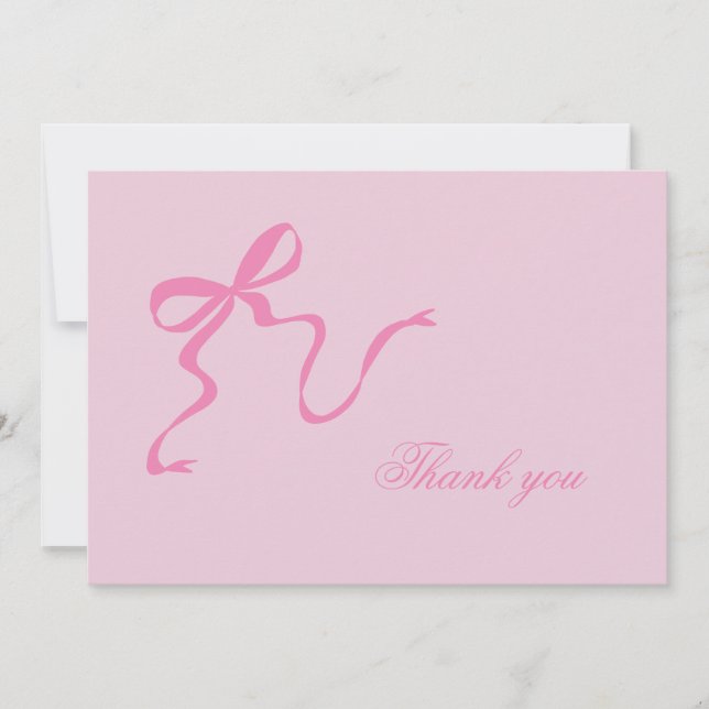 Pink Bow Baby Shower Thank You Card (Front)