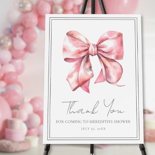 Pink Bow Baby Shower Thank You Sign