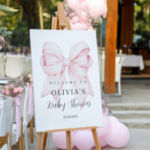 Pink Bow Baby Shower Welcome Foam Board Sign