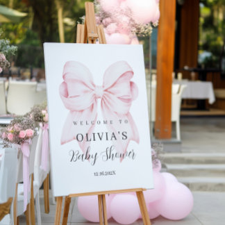 Pink Bow Baby Shower Welcome Foam Board Sign
