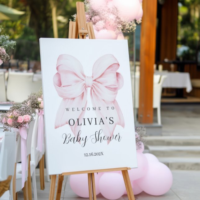 Pink Bow Baby Shower Welcome Foam Board Sign (Creator Uploaded)