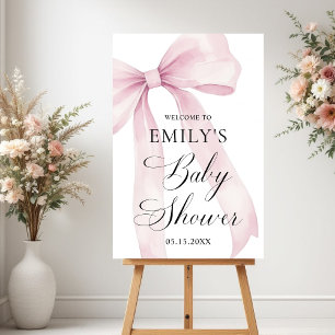 Pink Bow Baby Shower Welcome Sign