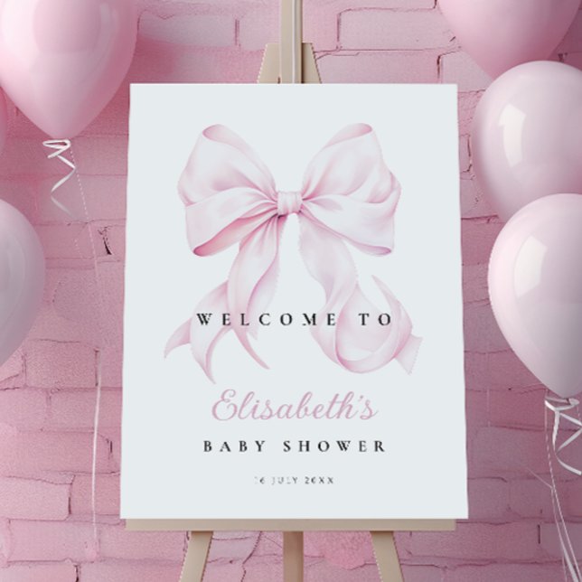 Pink Bow Baby Shower Welcome Sign (Creator Uploaded)