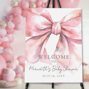 Pink Bow Baby Shower Welcome Sign