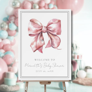 Pink Bow Baby Shower Welcome Sign