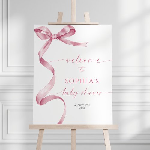 Pink Bow Baby Shower Welcome Sign