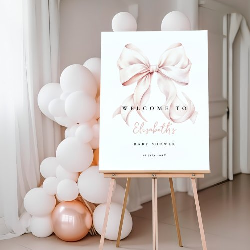 Pink Bow Baby Shower Welcome Sign