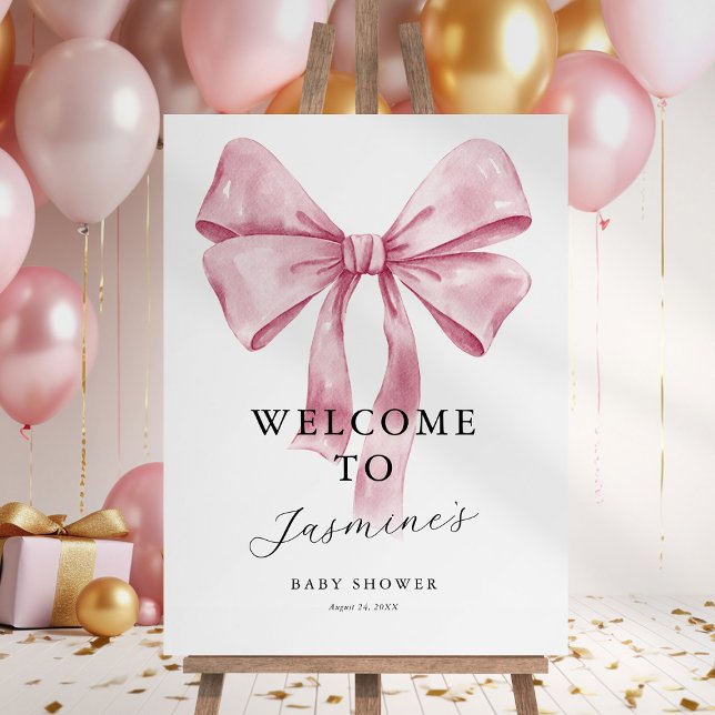 Pink Bow Baby Shower Welcome Sign (Creator Uploaded)