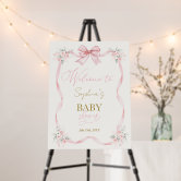 Pink Bow Baby Shower Welcome Sign