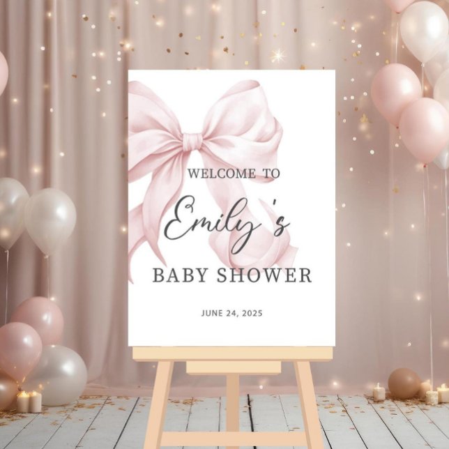Pink Bow Baby Shower Welcome Sign, Bow Baby Shower Foam Board (Creator Uploaded)
