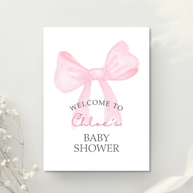 Pink Bow Baby Shower Welcome Sign – Editable  (Creator Uploaded)