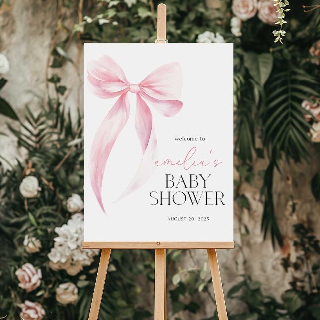 Pink Bow Baby Shower Welcome Sign, Pink Bow Baby  Foam Board (Creator Uploaded)