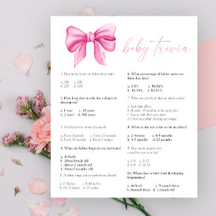 Pink bow - Baby Trivia Baby Shower Game