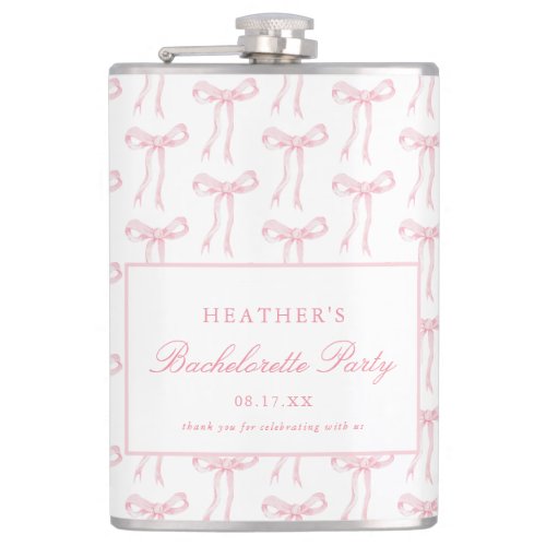 Pink Bow Bachelorette Party Favors Flask
