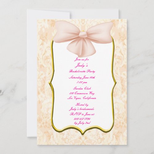 Pink Bow Bachelorette Party Invitation