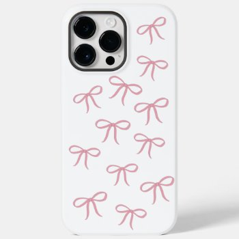 Pink Bow Background  Case-mate Iphone 14 Pro Max Case by coffeecatdesigns at Zazzle