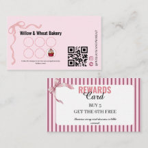 Pink Bow Bakery Rewards Punch Card