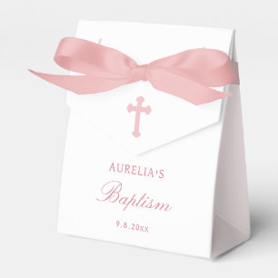 Pink Bow Baptism Small Tent Favor Boxes