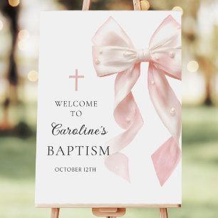 Pink Bow Baptism Welcome Foam Board